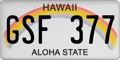 HI license plate GSF377