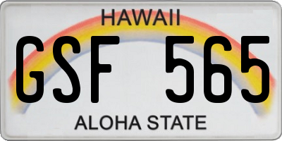 HI license plate GSF565