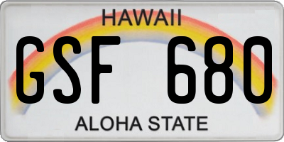 HI license plate GSF680