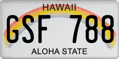 HI license plate GSF788