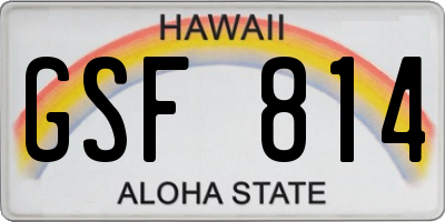 HI license plate GSF814