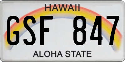 HI license plate GSF847