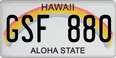HI license plate GSF880