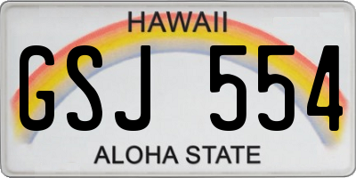 HI license plate GSJ554