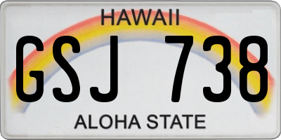 HI license plate GSJ738