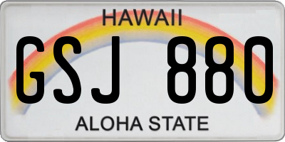 HI license plate GSJ880