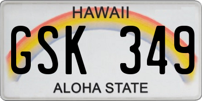 HI license plate GSK349