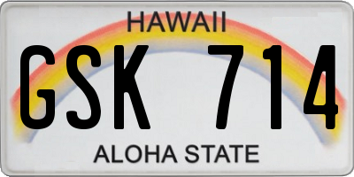 HI license plate GSK714