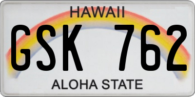 HI license plate GSK762
