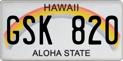 HI license plate GSK820