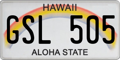 HI license plate GSL505