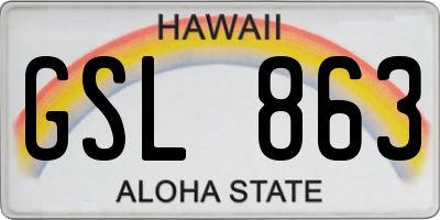 HI license plate GSL863