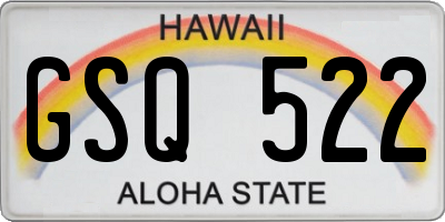HI license plate GSQ522