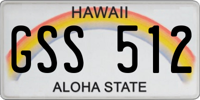 HI license plate GSS512