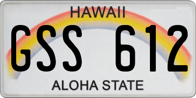 HI license plate GSS612