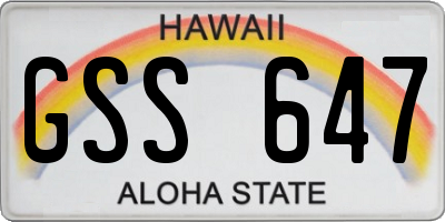 HI license plate GSS647