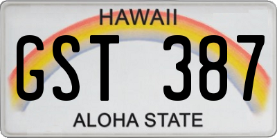 HI license plate GST387