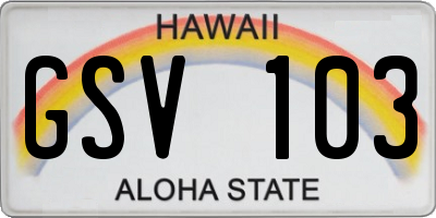 HI license plate GSV103