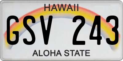 HI license plate GSV243