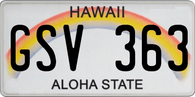HI license plate GSV363