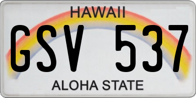 HI license plate GSV537