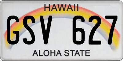 HI license plate GSV627