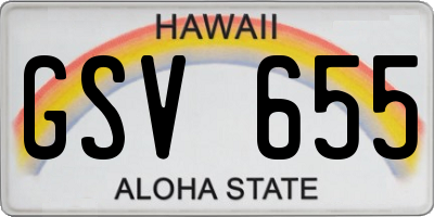 HI license plate GSV655