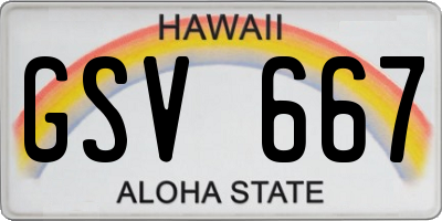HI license plate GSV667