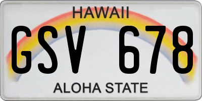 HI license plate GSV678
