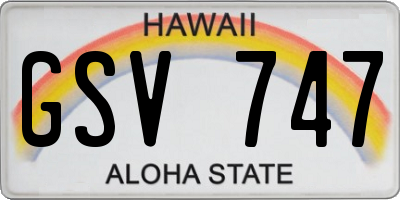 HI license plate GSV747