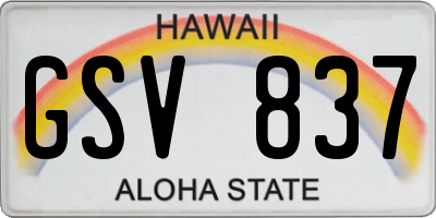 HI license plate GSV837