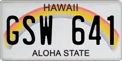 HI license plate GSW641