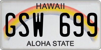 HI license plate GSW699