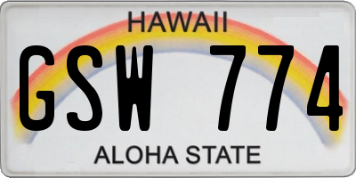 HI license plate GSW774