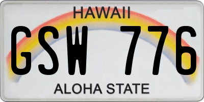 HI license plate GSW776
