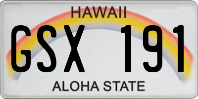 HI license plate GSX191