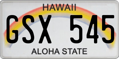 HI license plate GSX545