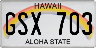 HI license plate GSX703