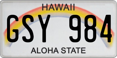 HI license plate GSY984