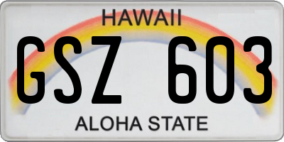 HI license plate GSZ603