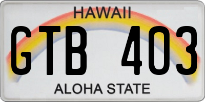 HI license plate GTB403