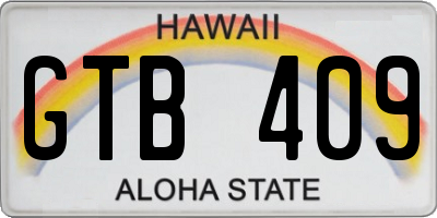 HI license plate GTB409
