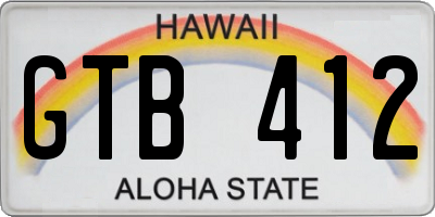 HI license plate GTB412