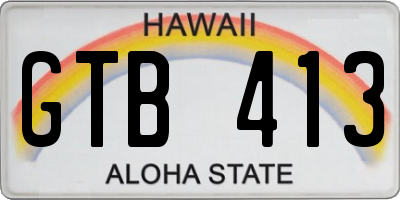 HI license plate GTB413