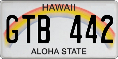 HI license plate GTB442