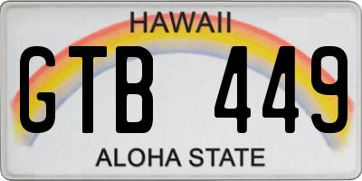 HI license plate GTB449