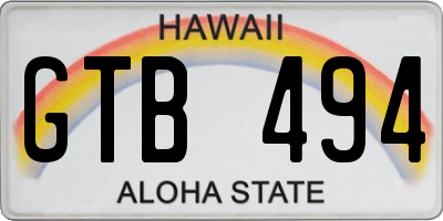 HI license plate GTB494
