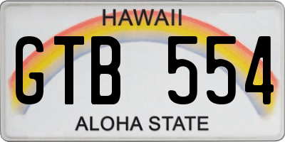 HI license plate GTB554