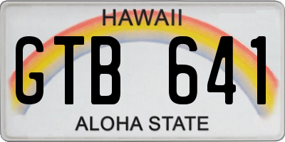 HI license plate GTB641