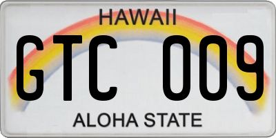 HI license plate GTC009